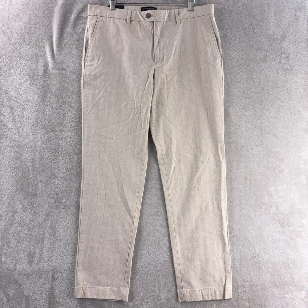 Banana Republic Pants Mens Size 34x29 Beige Grayson Slim Tapered Cotton